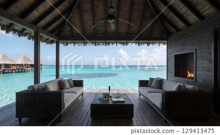 Stylish and luxurious water villas 129413475