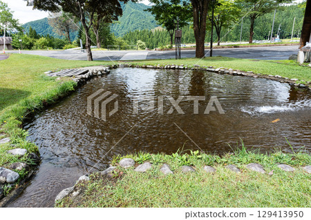 Enjoy trout fishing in the pond at Naspa New Otani Hotel, Yuzawa Town, Minamiuonuma District, Niigata Prefecture 129413950