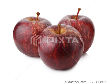 Fresh and Juicy Red Apple with Vibrant Skin isolated on a white background 129413993