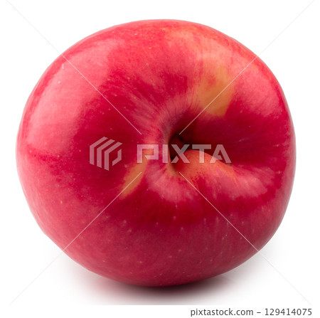 Fresh and Juicy Red Apple with Vibrant Skin isolated on a white background 129414075
