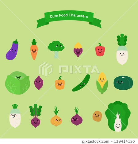 Vector illustration of vegetable characters. Vector illustration of vegetable characters. 129414150