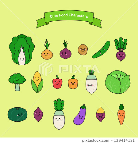 Vector illustration of vegetable characters. 129414151