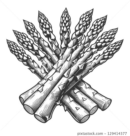 Asparagus Spears engraving vector illustration 129414377