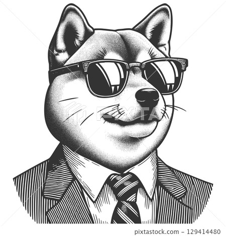 Shiba Inu dog businessman in Suit and Sunglasses  129414480
