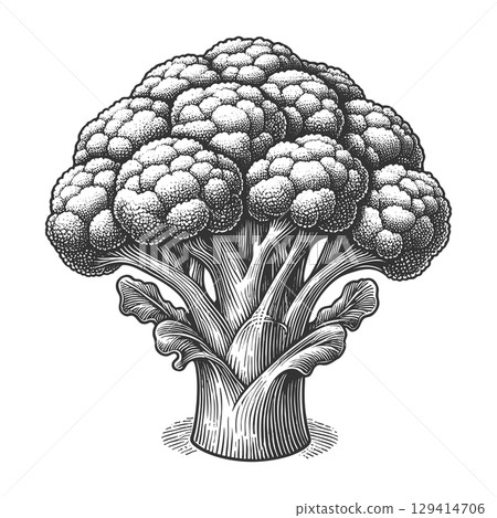 Broccoli engraving sketch vector illustration 129414706