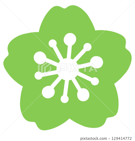 Simple yellow-green cherry blossom illustration 129414772