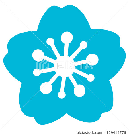 A simple light blue cherry blossom illustration 129414776