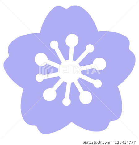 A simple light blue cherry blossom illustration 129414777