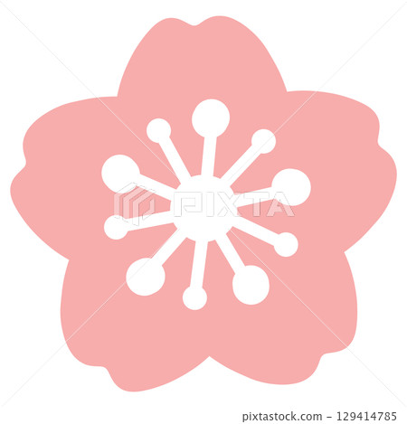 Simple pink cherry blossom illustration 129414785