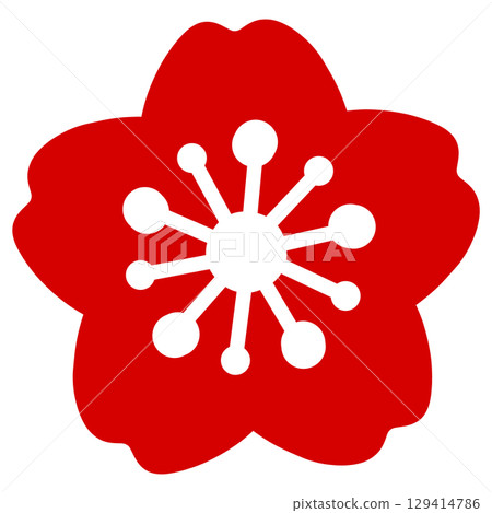 Red simple cherry blossom illustration 129414786