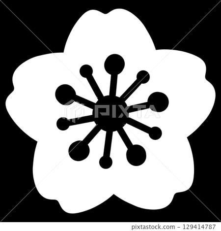 White simple cherry blossom illustration 129414787