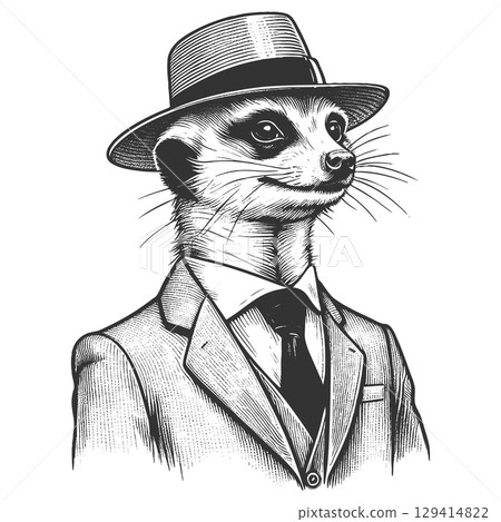 Stylish Meerkat Suit and Hat vector illustration Stylish Meerkat Suit and Hat vector illustration 129414822