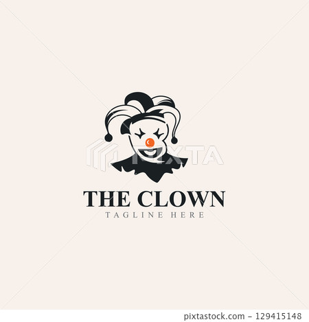 Clown logo template jester minimalist joker clown design 129415148