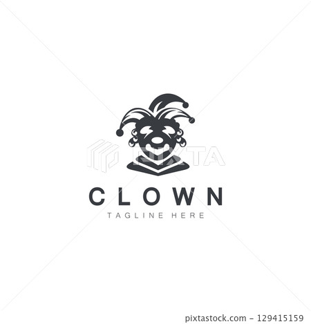 Clown logo template jester minimalist joker clown design Clown logo template jester minimalist joker clown design 129415159