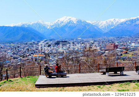The Northern Alps from Shinano-Omachi in April Mountain Museum The mountains of Shinshu The Northern Alps in spring 129415225
