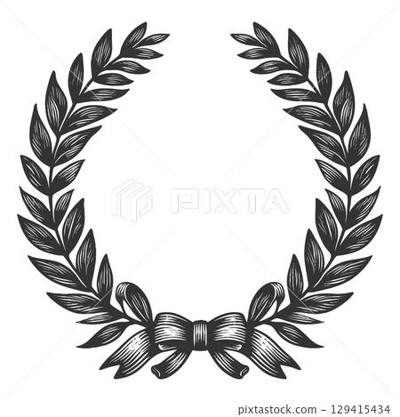Laurel Wreath engraving sketch vector illustration 129415434