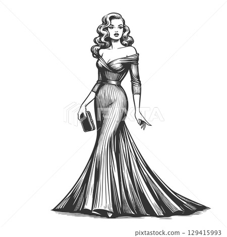 woman in evening dress sketch vector illustration woman in evening dress sketch vector illustration 129415993