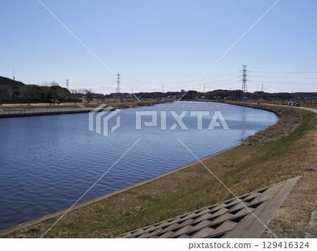 Shinkawa River, Yachiyo City, Chiba Prefecture, as seen from Roadside Station Yachiyo 129416324