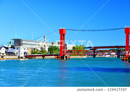 View of the Seto Pedestrian Bridge and the Amakusa Seto Bridge area (Amakusa City, Kumamoto Prefecture) [July 2025] 129417397