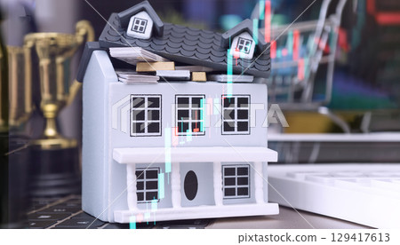 House model with money and stock market overlay House model with money and stock market overlay 129417613