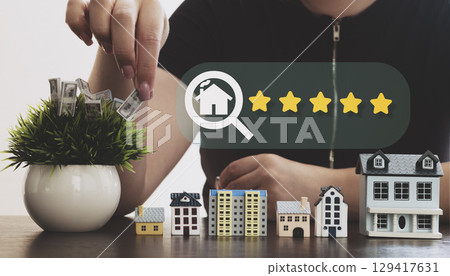 Five-Star Real Estate Investment and Savings Concept 129417631
