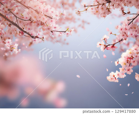 Cherry blossoms in full bloom illustration 129417880