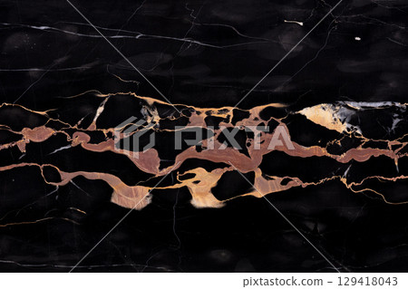 Golden Portoro Marble texture, background in dark color for design work. Golden Portoro Marble texture, background in dark color for design work. 129418043