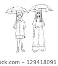 兩位撐著陽傘站著的女士（單聲道） 129418091