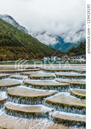 Terraced Waterfalls of Blue Moon Valley, Jade Dragon Snow Mountain, Lijiang 129419195
