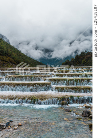 Terraced Waterfalls of Blue Moon Valley, Jade Dragon Snow Mountain, Lijiang 129419197