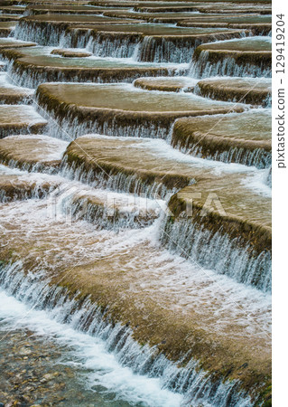 Terraced Waterfalls of Blue Moon Valley, Jade Dragon Snow Mountain, Lijiang Terraced Waterfalls of Blue Moon Valley, Jade Dragon Snow Mountain, Lijiang 129419204