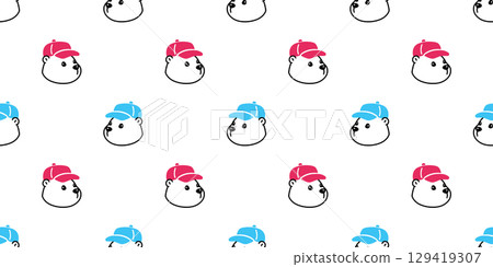 bear seamless pattern polar bear cap hat rgb color vector cartoon doodle teddy tile background gift wrapping paper repeat wallpaper scarf isolated illustration design bear seamless pattern polar bear cap hat rgb color vector cartoon doodle teddy tile background gift wrapping paper repeat wallpaper scarf isolated illustration design 129419307