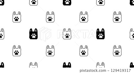 dog paw seamless pattern cat footprint plastic bag shopping pet vector puppy kitten cartoon doodle wallpaper tile background gift wrapping paper repeat scarf isolated illustration design 129419317