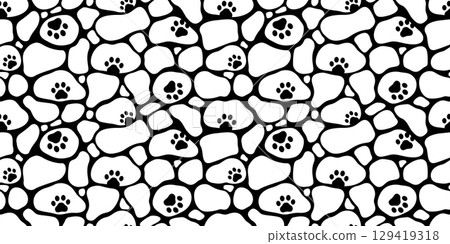 dog paw seamless pattern iceberg footprint camouflage wave ocean water cat kitten puppy scarf vector cartoon doodle teddy gift wrapping paper tile background repeat wallpaper illustration design 129419318