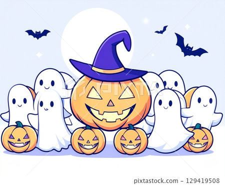 Halloween pumpkin and ghost 129419508