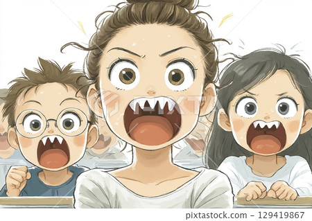 Children surprised by the emergency bell 129419867