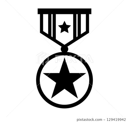 black icon military medal black icon military medal 129419942