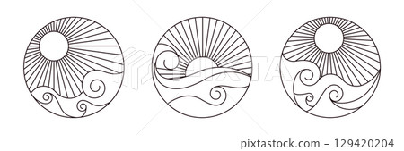 ocean circle emblem collection 129420204