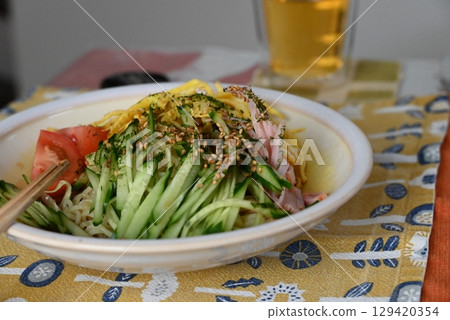 A classic summer noodle dish: chilled Chinese noodles A classic summer noodle dish: chilled Chinese noodles 129420354