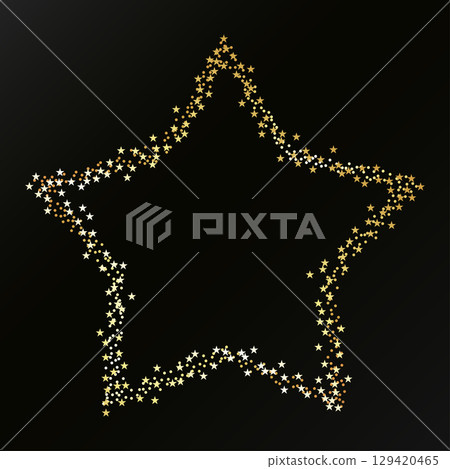 Golden banner in the shape of a star and many stars and circles design Golden banner in the shape of a star and many stars and circles design 129420465
