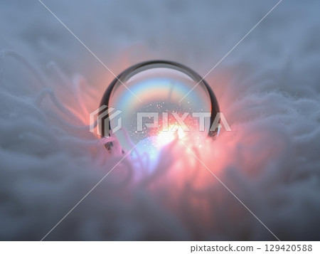 Mystical Orb Amongst Soft Feathers: A Dreamlike, Ethereal Vision 129420588