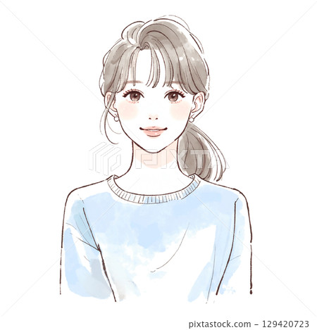 Watercolor and hand-drawn illustration material of women and girls 129420723