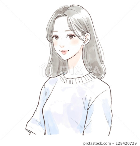 婦女和女孩的水彩和手繪插圖素材 129420729
