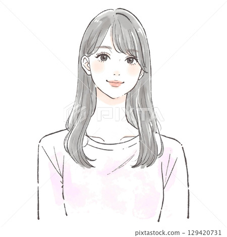 婦女和女孩的水彩和手繪插圖素材 129420731