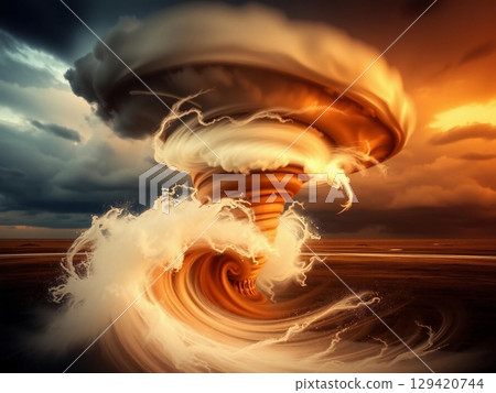 A Fiery Whirlwind's Dance Across the Distant Horizon 129420744