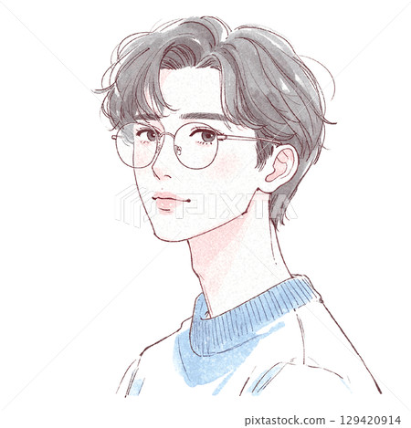 水彩男性肖像-手繪風格 水彩男性肖像-手繪風格 129420914