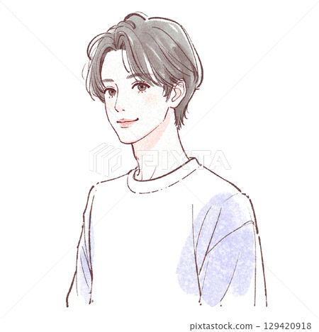 水彩男性肖像-手繪風格 水彩男性肖像-手繪風格 129420918