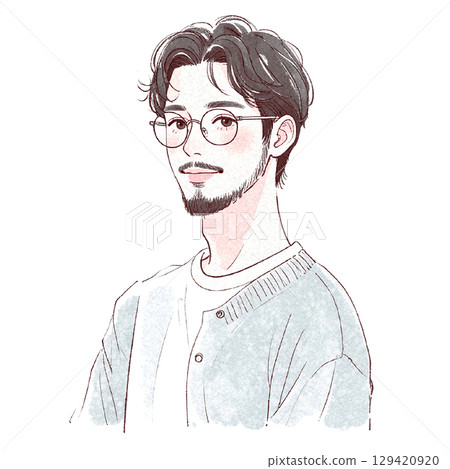 水彩男性肖像-手繪風格 水彩男性肖像-手繪風格 129420920