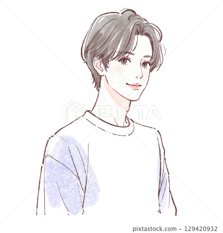 水彩男性肖像-手繪風格 水彩男性肖像-手繪風格 129420932