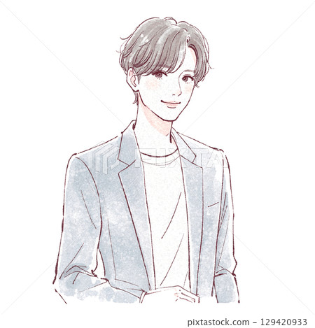 水彩男性肖像-手繪風格 水彩男性肖像-手繪風格 129420933